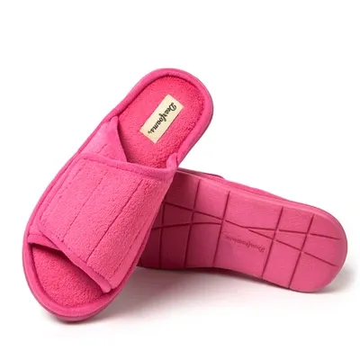 Dearfoams Women's Mickey Terry Adjustable Slides In Paradise Pink