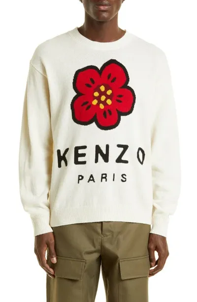 Kenzo Intarsia Boke Flower Paris Logo Wool Sweater In 02