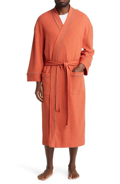 Majestic Waffle Knit Robe In Terracotta