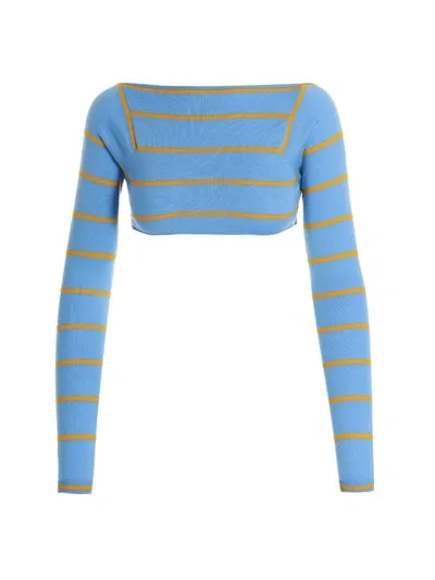 Emilio Pucci Cut-out Cropped Sweater In Azul Claro