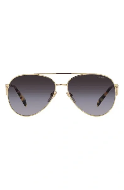 Prada 58mm Gradient Pilot Sunglasses In Grey Flash