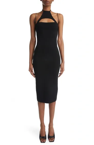 Gauge81 Valrya Cutout Stretch-knit Midi Dress In Black