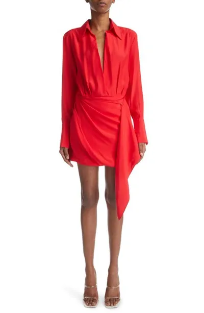 Gauge81 Gravia Silk Draped Mini Dress In Scarlet