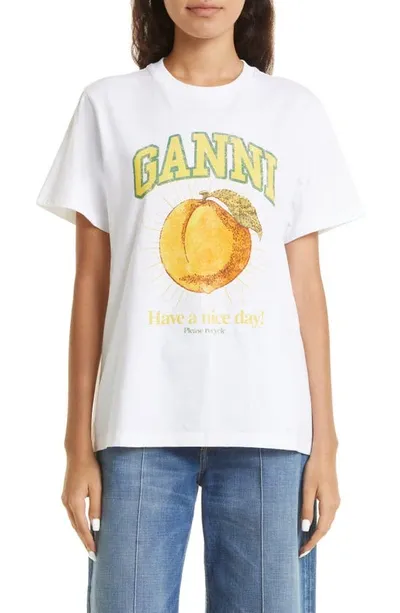 Ganni Basic Jersey Peach Relaxed Tee Bright White