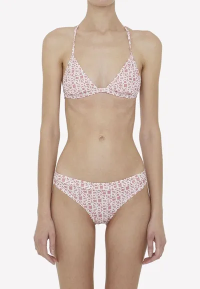 Moncler All-over Logo Bikini Set In Pink