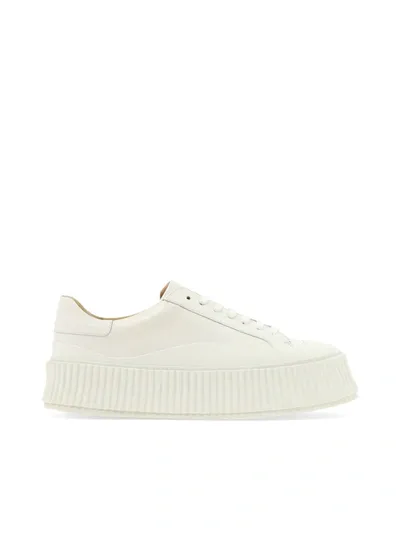 Jil Sander Leather Platform Sneakers In Nude & Neutrals