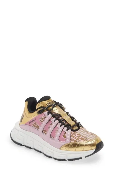 Versace Leather Sneakers In Baby Pink