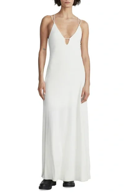 Rag & Bone Christy Cutout Modal-blend Jersey Maxi Slip Dress In White