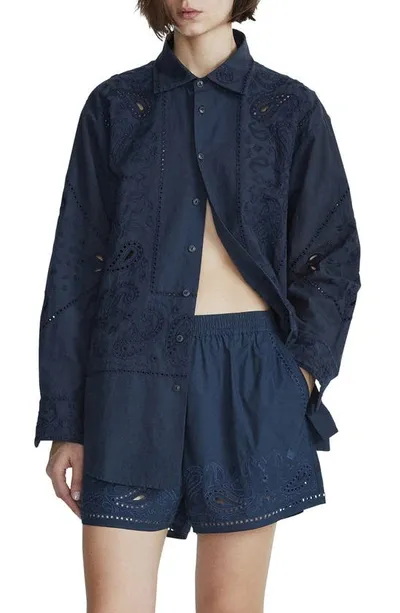 Rag & Bone Vivian Embroidered Button-front Shirt In Salute Paisley