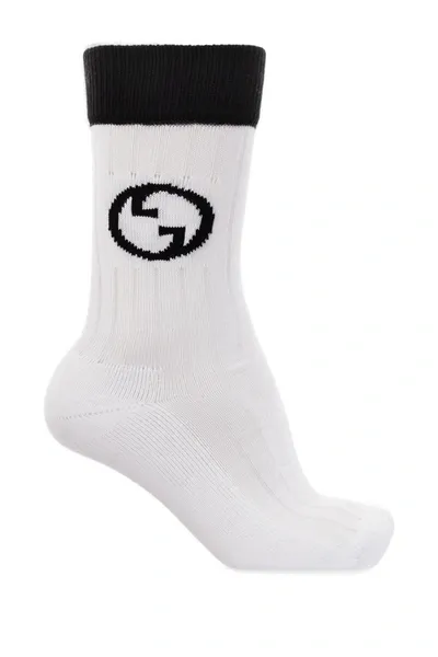 Gucci Slogan-intarsia Cotton Socks In White