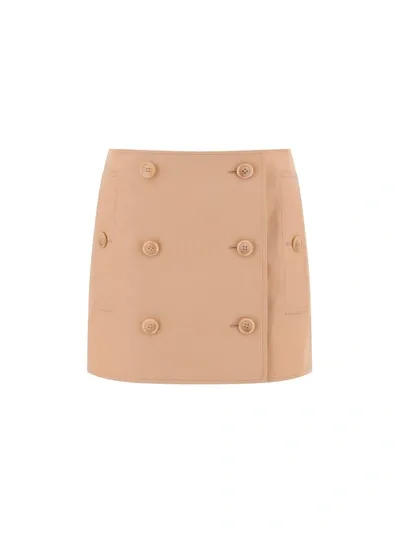 Burberry Cotton Gabardine Trench Miniskirt In Beige