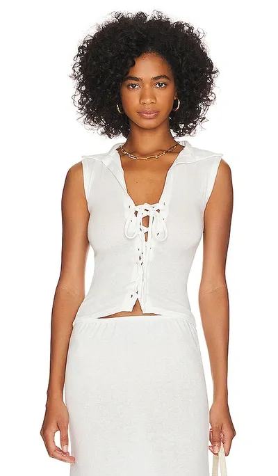 Musier Paris Sleeveless Minorque Top In White