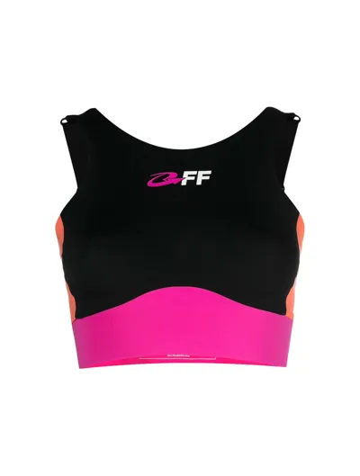 Off-white Logo Sports Bra In Black,multicolor