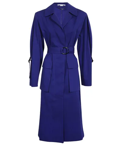 Stella Mccartney Long Trench Coat In Blue