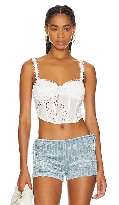 For Love & Lemons Sammie Crop Top In White