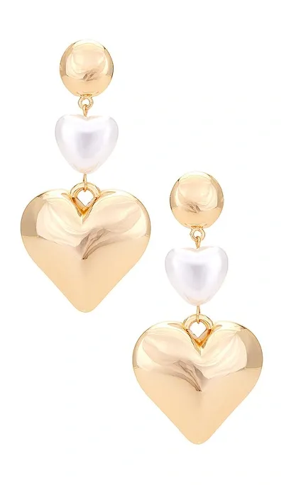 Ettika Heart Drop Earring In Metallic Gold