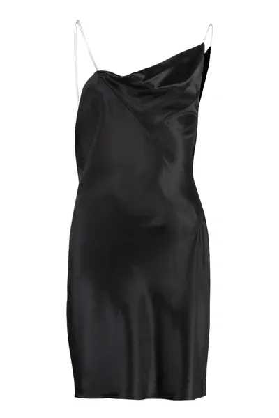 Givenchy One-shoulder Embellished Silk-satin Mini Dress In Black