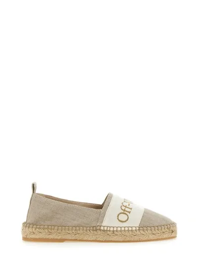 Off-white Bookish Espadrilles In Beige Cotton In Brown