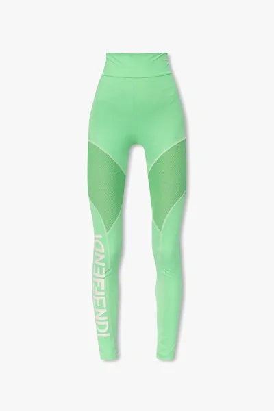 Fendi Leggings In Technical Fabric In Green