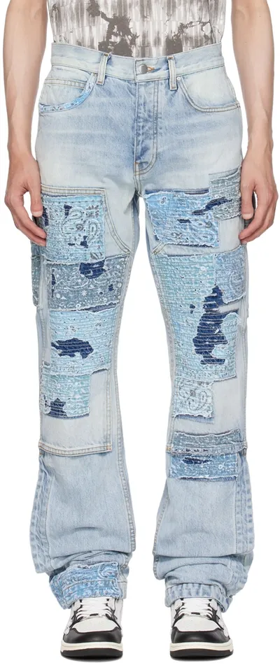 Amiri Patchwork Bandana Carpenter Straight Jean In Blue