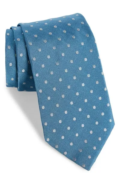 Tom Ford Polka Dot Mulberry Silk Tie In Blue