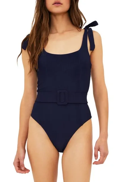 Beach Riot Sydney Belted One-piece Swimsuit In Navy