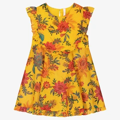 Zimmermann Kids' Printed Cotton Dress In Yellow