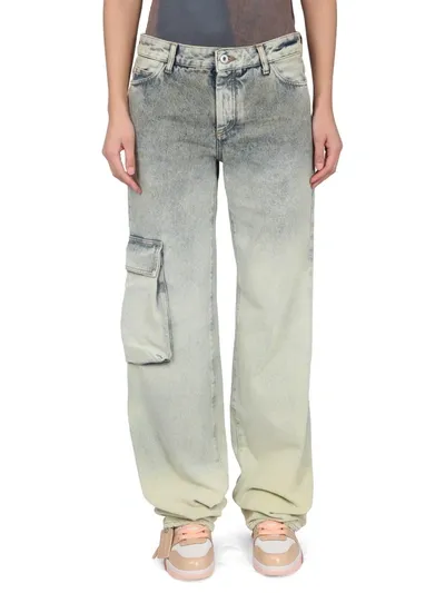 Off-white Toybox Laundry Wide-leg Jeans In Verde