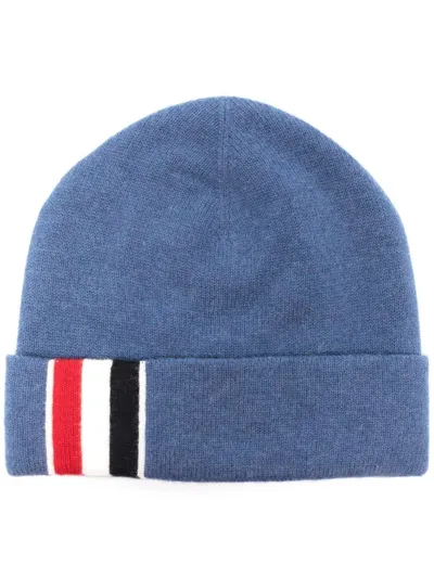 Thom Browne Beanie Mit Gestreiftem Detail In Blue