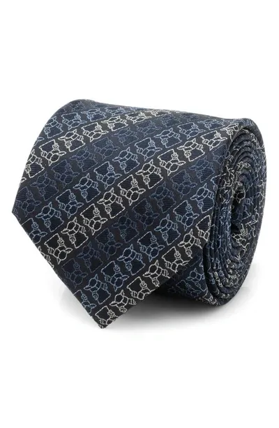 Cufflinks, Inc Grogu Outline Stripe Silk Blend Tie In Navy