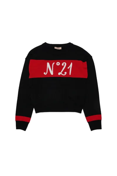 N°21 Kids' Logo-print Knit Jumper In Black