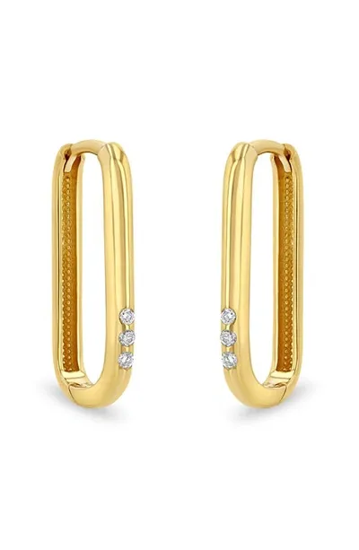 Zoë Chicco 14k Yellow Gold Pave & Bead Diamond Oval Huggie Hoop Earrings