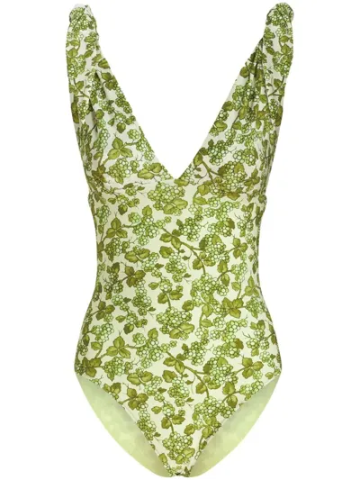 Etro Floral Swimsuit In Green