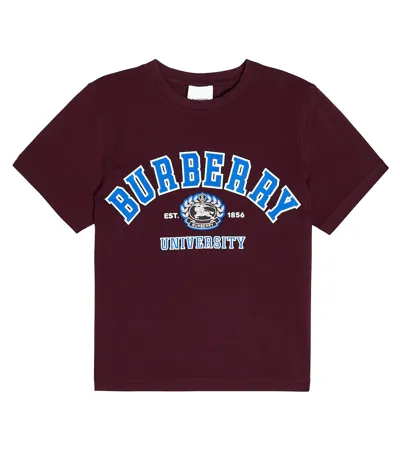 Burberry Kids' College Logo-print Cotton T-shirt In Deep Maroon