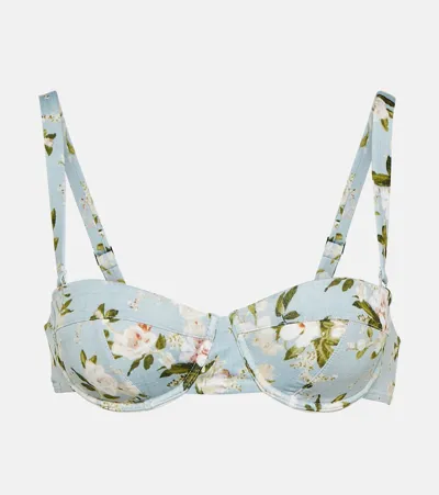 Erdem Chun Floral Bikini Top In Green