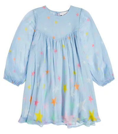 Stella Mccartney Kids' Silk Dress In Light Blue