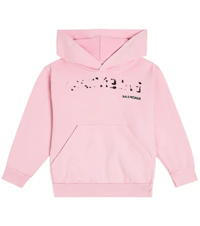 Balenciaga Kids' Classic Cotton Jersey Hoodie In Faded Pink