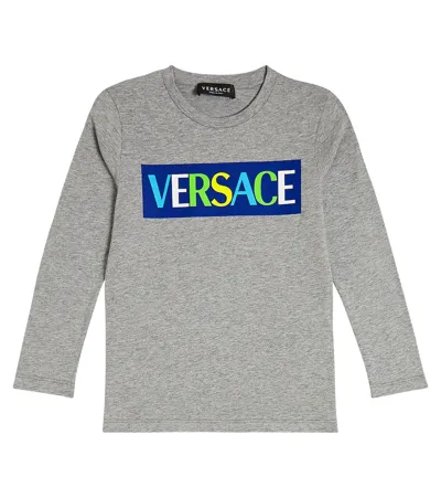 Versace Kids' Logo Cotton Jersey T-shirt In Whitemulticolor