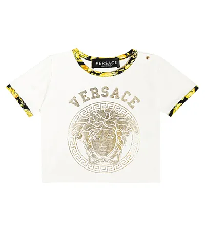 Versace Baby Barocco Cotton-blend Jersey T-shirt In White