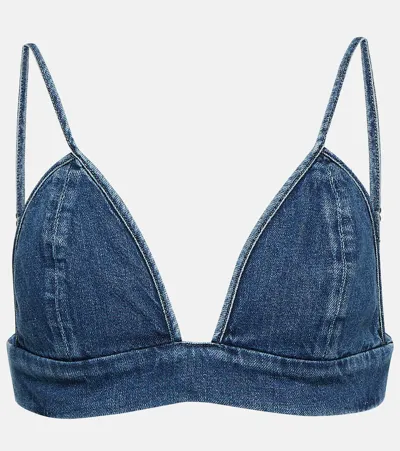 Agolde Triangle-cup Denim Crop Top In Phase