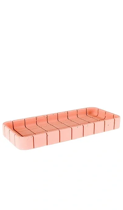 Block Design Tile Oblong Tray In Miami Pink