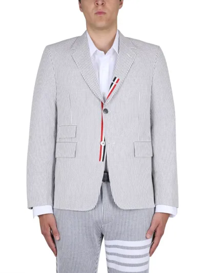 Thom Browne Striped Jacket In Gray