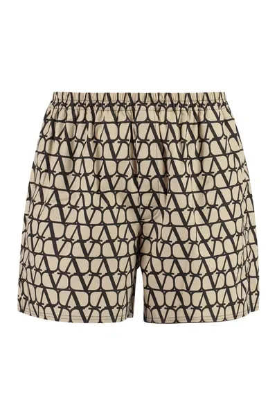 Valentino Printed Cotton Bermuda Shorts In Multi