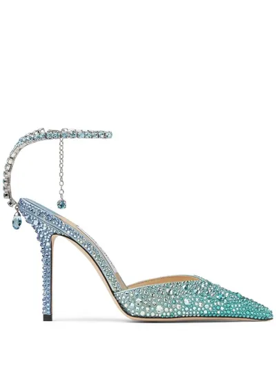 Jimmy Choo Saeda Crystal-embellished 100mm Pumps In Green