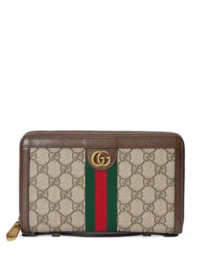 Gucci Ophidia Gg Travel Case In Beige,ebony