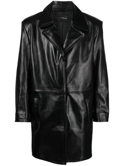 Manokhi Single-breasted Leather Coat In Black