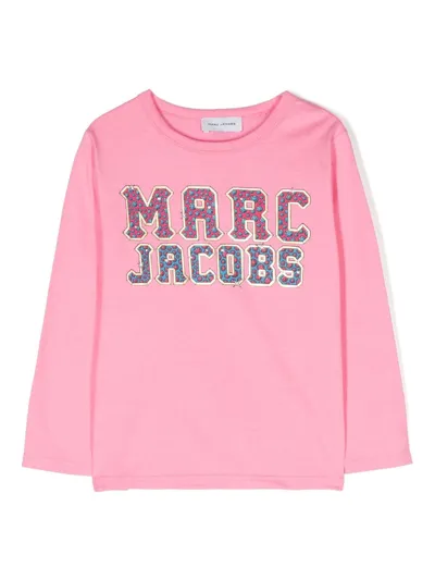 Marc Jacobs Kids' Logo-print Long-sleeved T-shirt In Pink