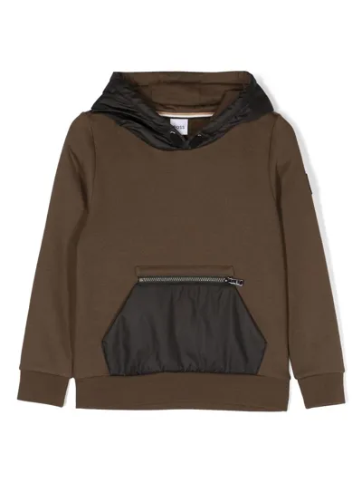 Bosswear Kids' Logo-patch Cotton-blend Hoodie In Brown