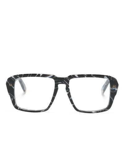 Philipp Plein Eyewear Marbled-pattern Square-frame Glasses In Black