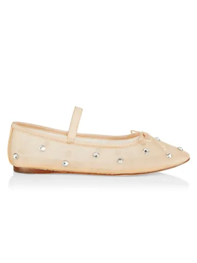 Loeffler Randall Leonie Crystal-embellished Tulle Ballet Flats In Caramel